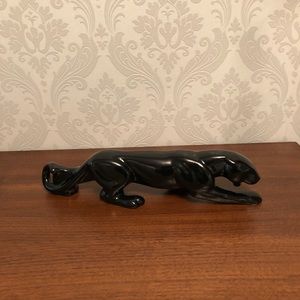 Lalique Style Ceramic Panther Sculpture